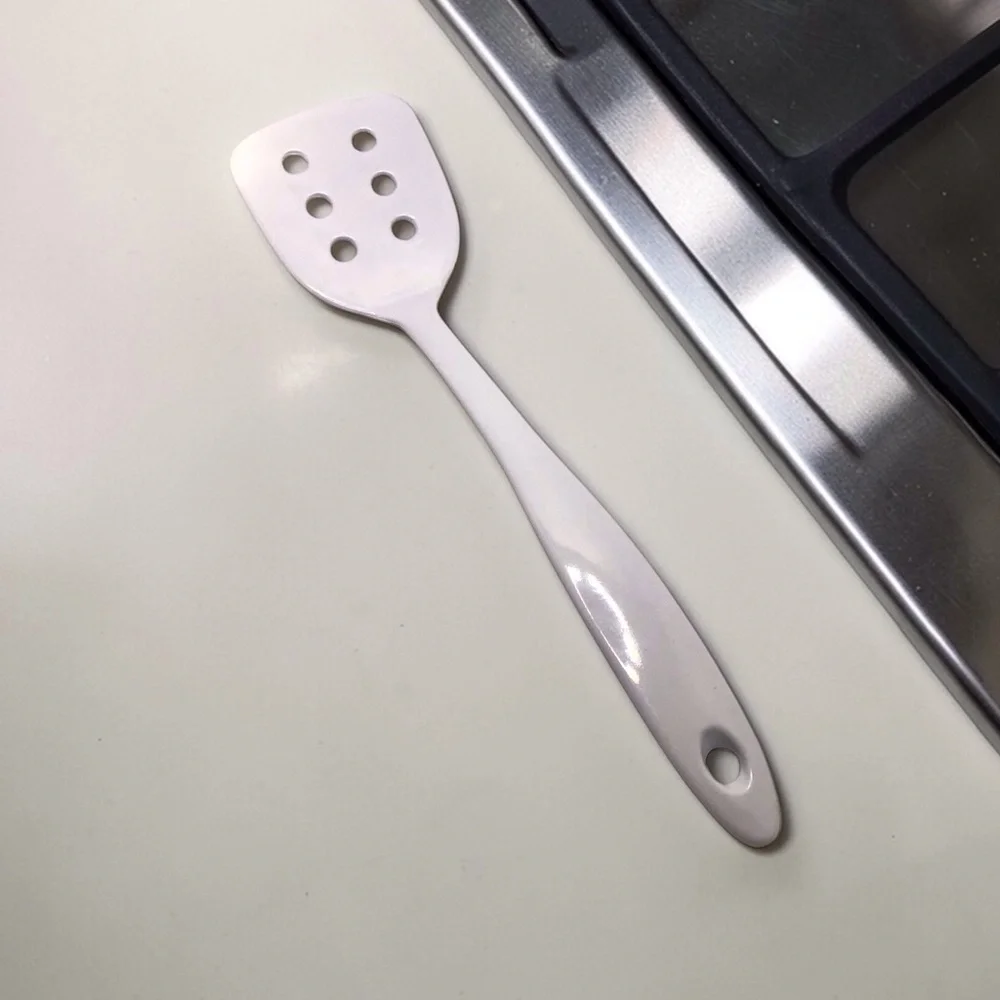 White Melamine Slotted Kitchen Spatula Turner 13” Vintage Style Utensil